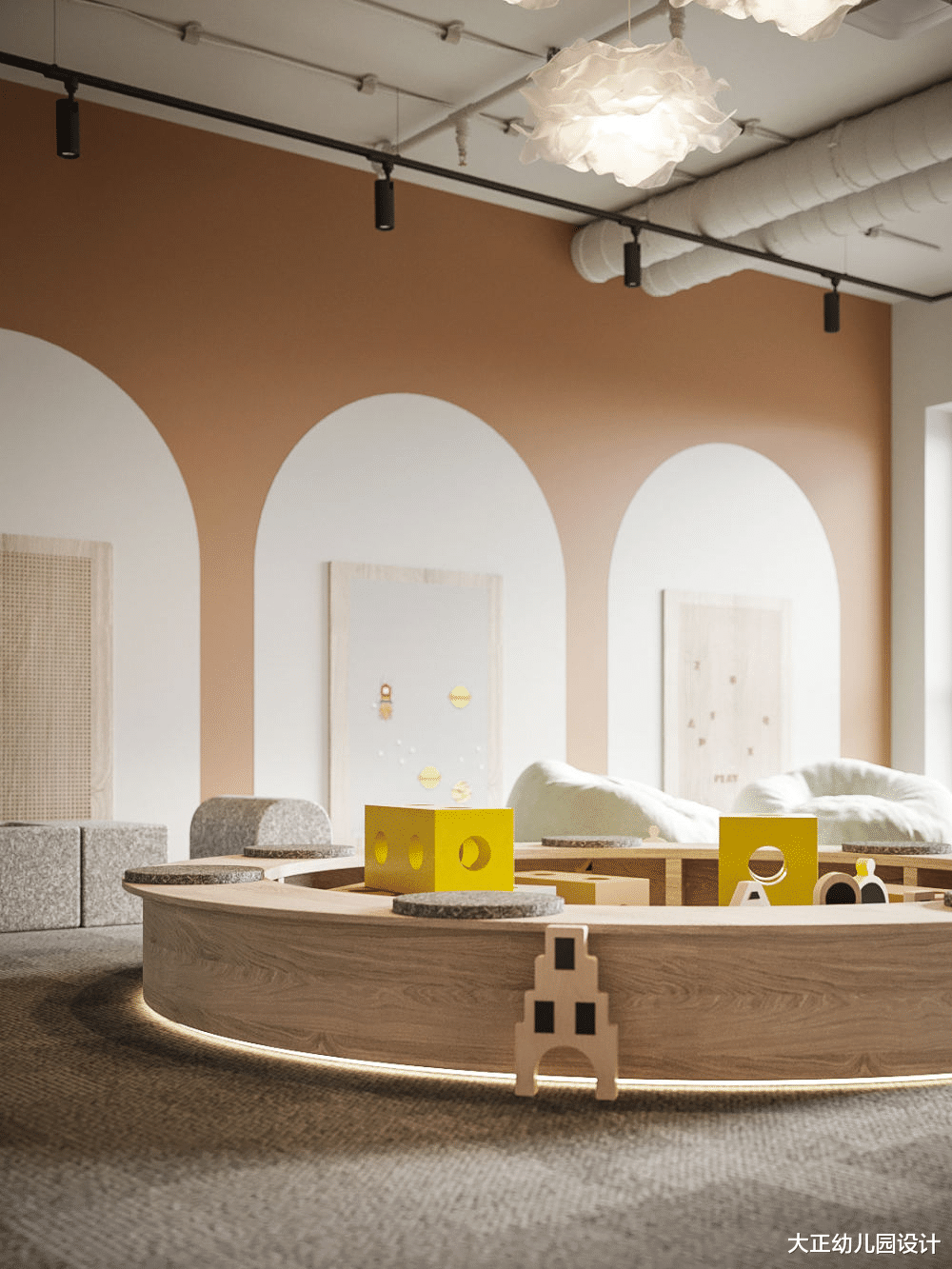儿童空间分享：天然材料、暖色调，构建一个温馨如家的儿童中心