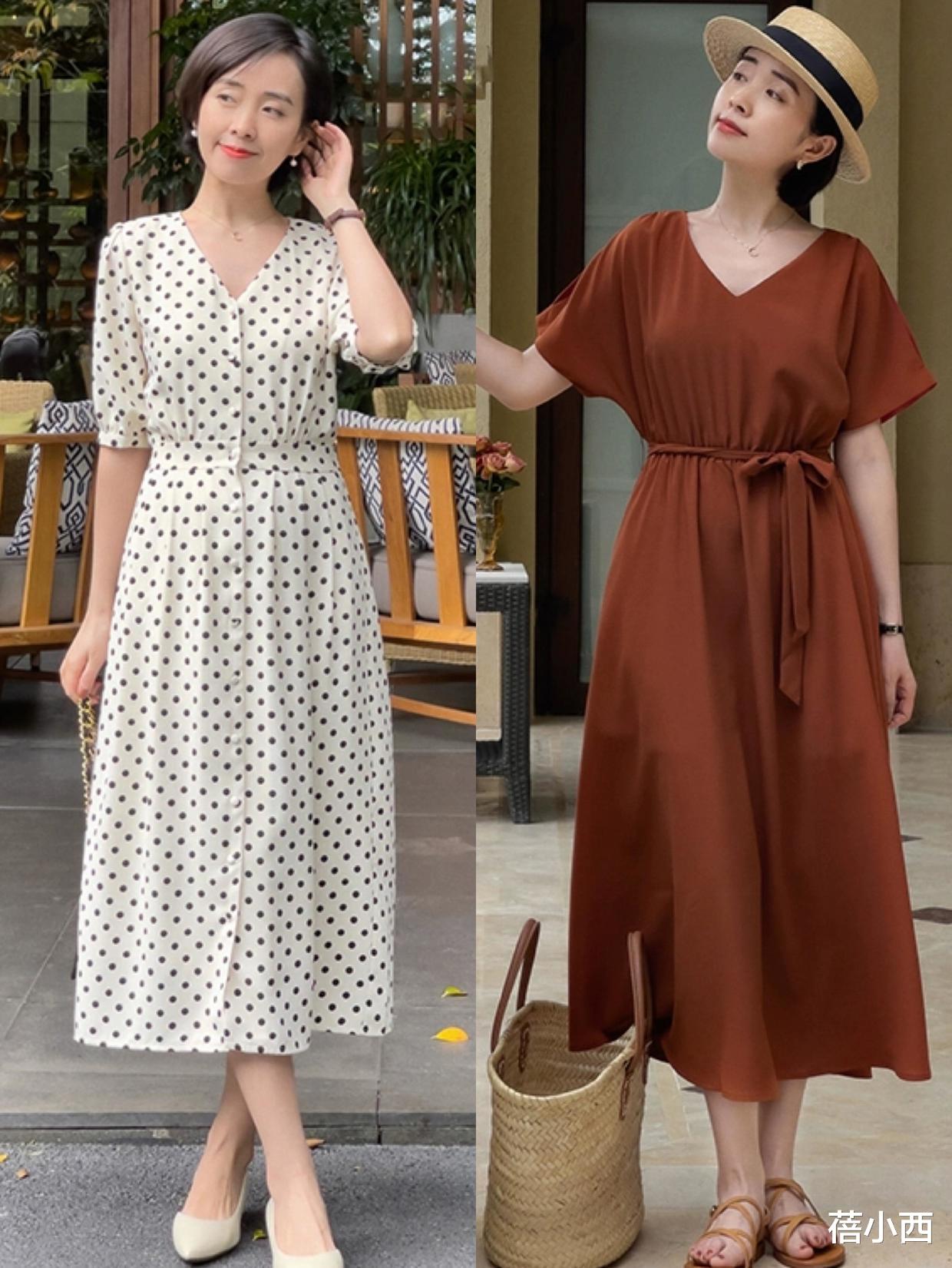 今年夏天流行的连衣裙都过膝，比你想象中遮肉，梨形女孩安排上！