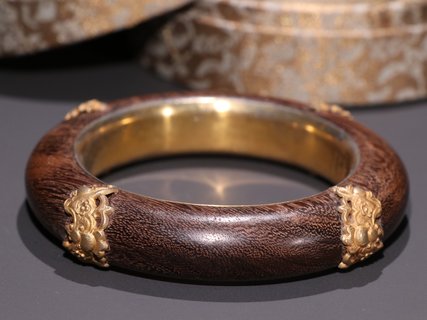 沉香|旧藏 沉香包银鎏金寿纹手镯