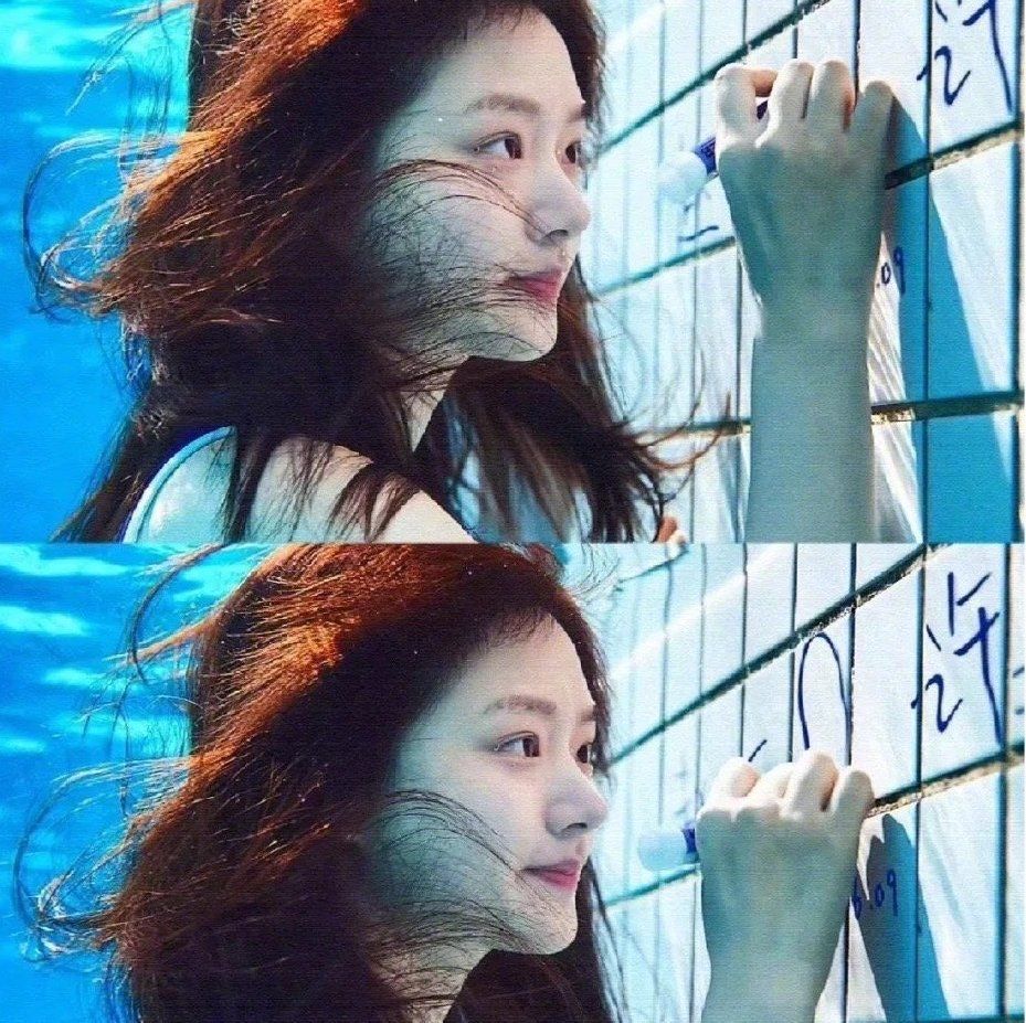 任敏|22岁美少女任敏晒泳装，在水下游泳素颜好漂亮，清冷气质扑面而来