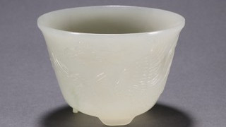 和田玉籽料|清代 和田玉籽料凤纹杯