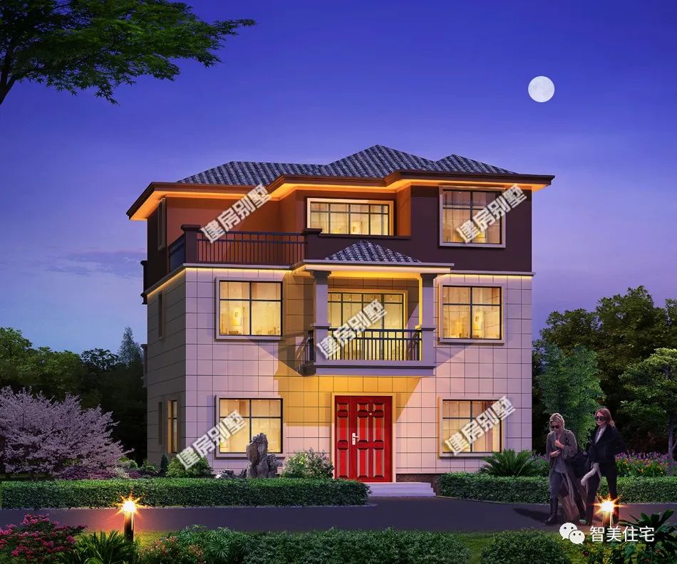 主体30万左右的新中式别墅,不用罗马柱装饰,阳台多是它的特色