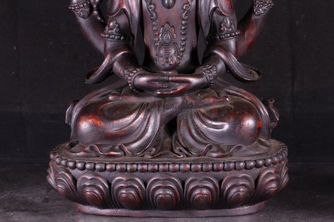 沉香|【晚清老沉香 四臂观音造像】