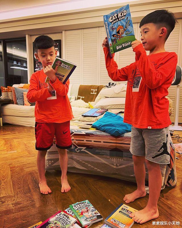 范玮琪|范玮琪为飞飞翔翔庆祝7岁生日,两个孩子很健壮,更像父亲陈建州