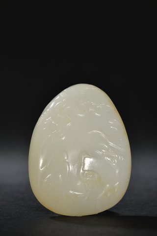 |和田玉松鹤延年年年有余把件