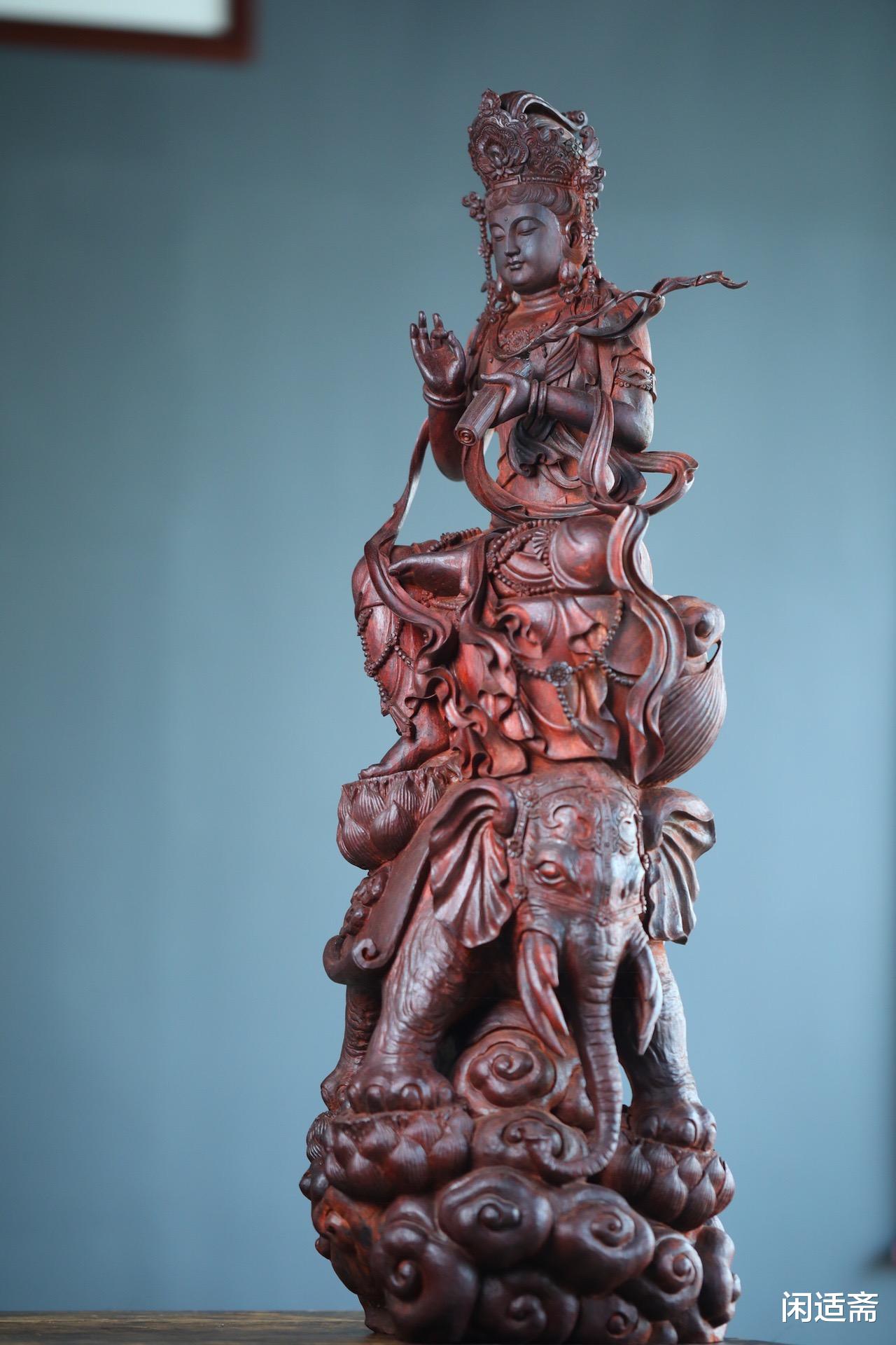 小叶紫檀|佛像艺术精品，小叶紫檀木雕，普贤菩萨