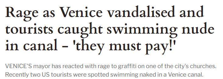 |裸泳、涂鸦、砸雕像……意大利旅游热潮下，沙雕奇葩游客也变多了！