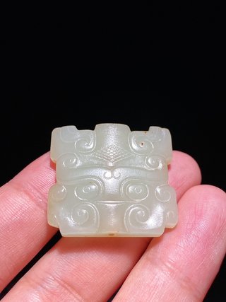 葫芦|明以前 熟坑 和田玉籽料 白玉 兽面纹 挂件