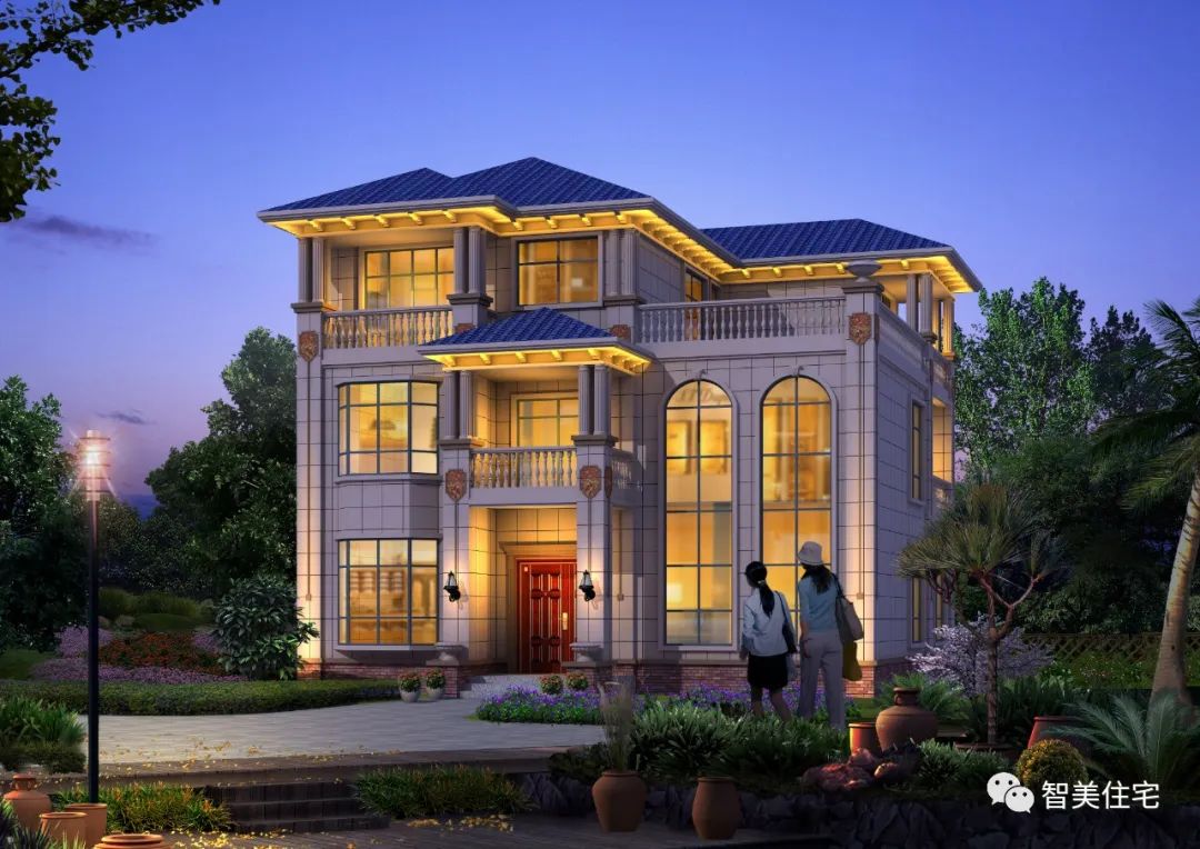 面宽12.8米,客厅挑空+旋转楼梯设计,这栋别墅真是百里挑一