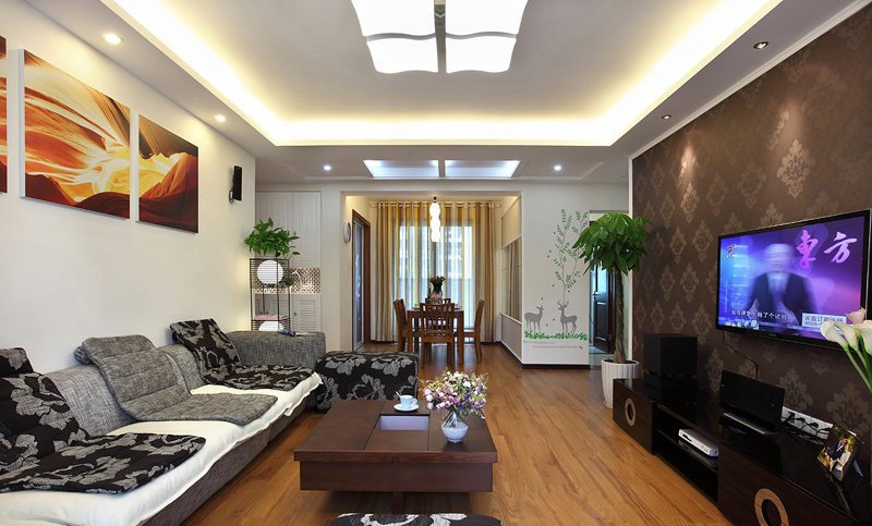 92平现代简约设计,加入中式的设计元素打造温润安静的宜居空间