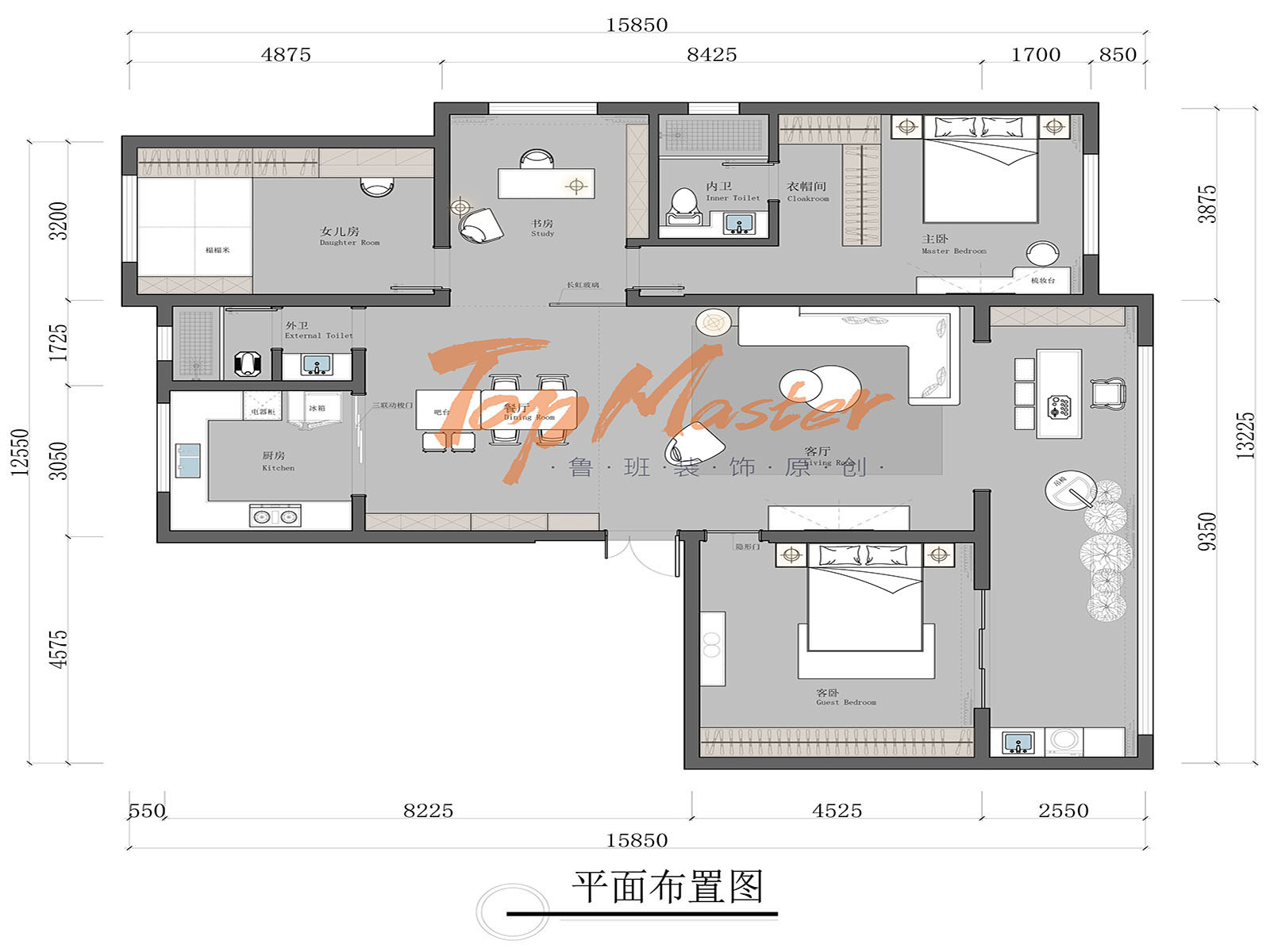 【鲁班装饰】乡鸭湖170㎡现代风格,空间生活