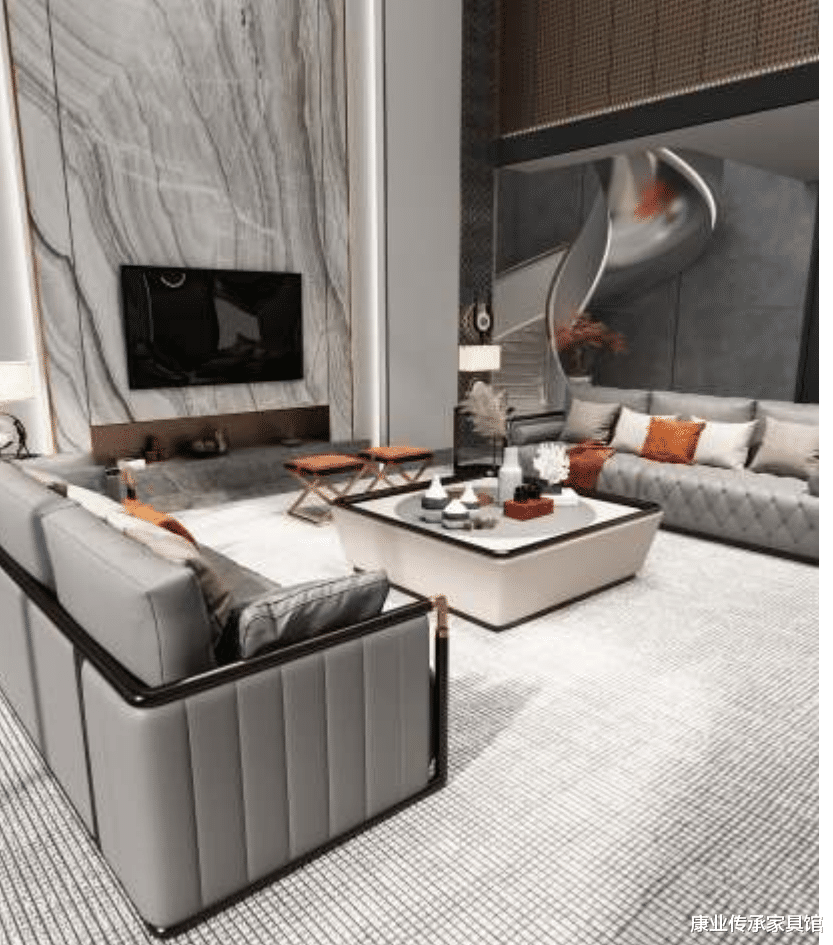 灰白色调的客厅静谧优雅,演绎时尚的新中式家居