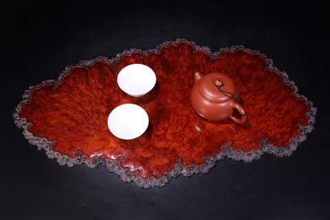 回流:老黄花梨瘿木板干泡茶盘。