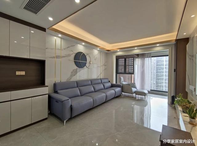 110平现代简约风格,设计悬空电视墙,儿童房布置两张床很实用