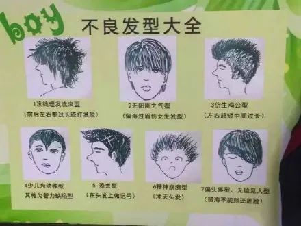 发型 中学生“不良发型”图示，每一个都很经典，发型能防止早恋吗？