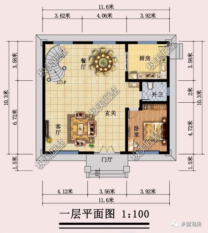 造价30W，11.6X10.3米简欧风格别墅，属于家的惬意和温馨