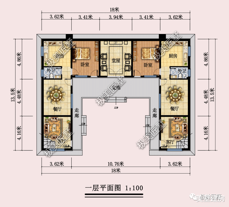 中式双拼别墅，家有两兄弟的首选，造价经济又实用！