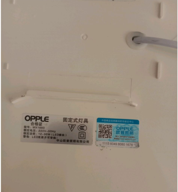 湖南衡阳,一男子为给客厅装新灯,便网购了一个欧普牌的三防吸顶灯