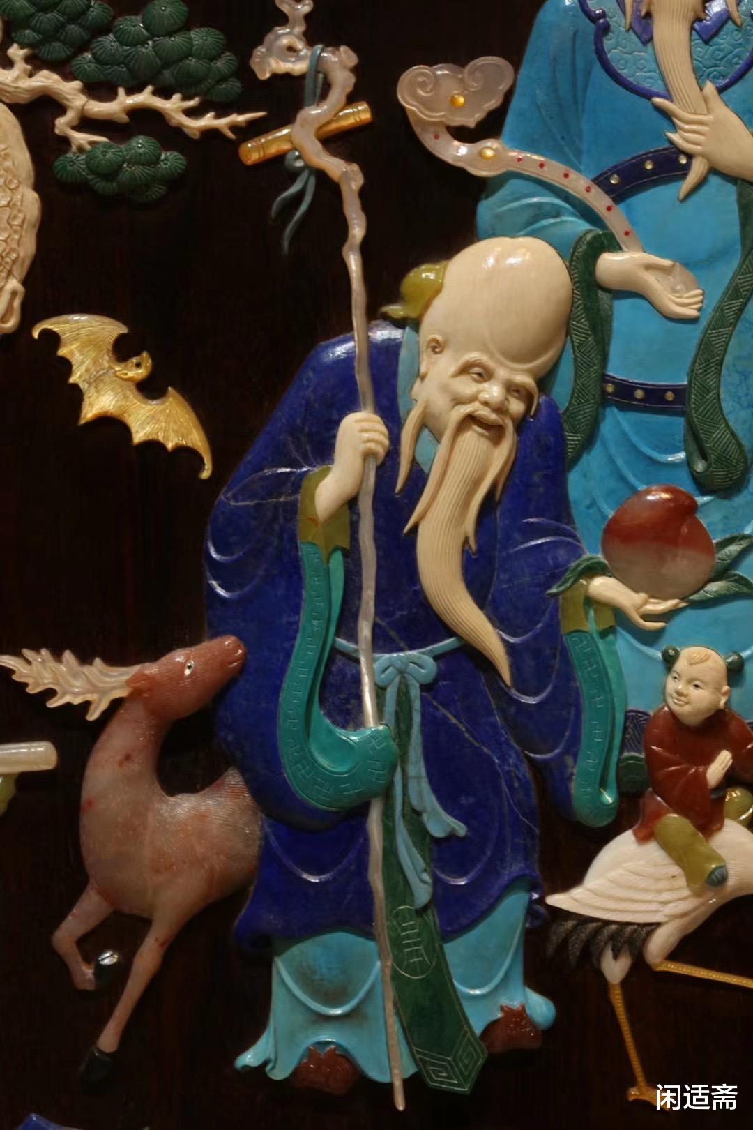 三星|精研华美,小叶紫檀,福禄寿三星挂屏