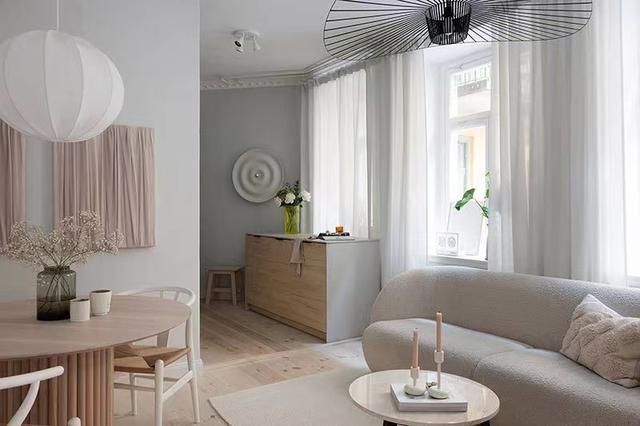 带美妙庭院的一楼38平公寓,柔和色彩打造宜人氛围,舒适宜居