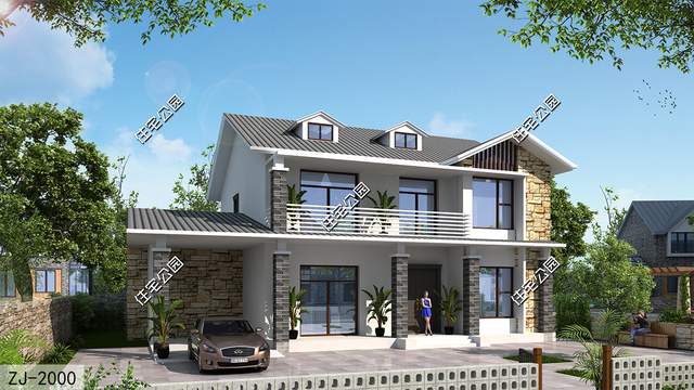 15×11米带舒适主卧的二层现代别墅,坡屋顶也能有露台