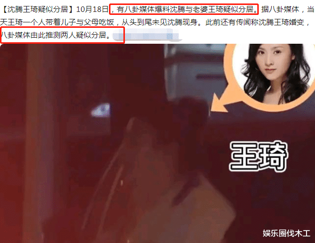 沈腾|曝沈腾王琦疑似分居！女方独自带儿子与父母吃饭，全程未见他露面