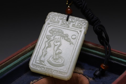 文玩|舊藏和田玉籽料“猴子捞月”文玩牌