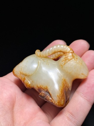 和田玉籽料|明以前 和田玉籽料 白玉 玉卧羊 玉羊 把件