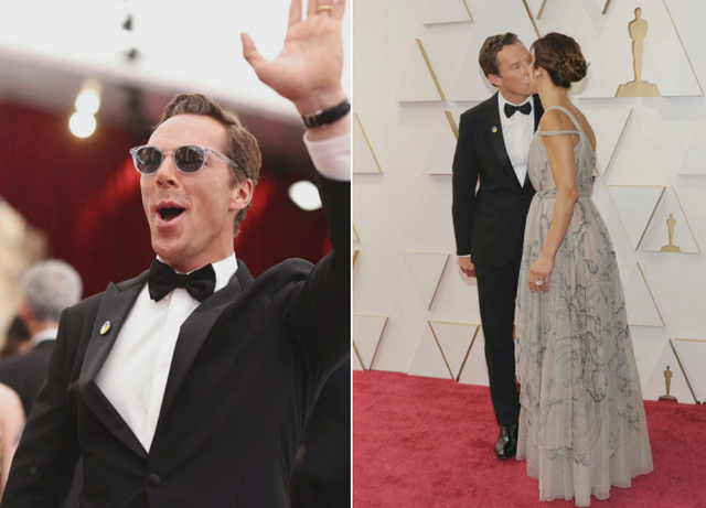 克里斯汀·斯图尔特|奥斯卡红毯现场曝光!斯图尔特衬衫开到底,本尼迪克现场吻老婆