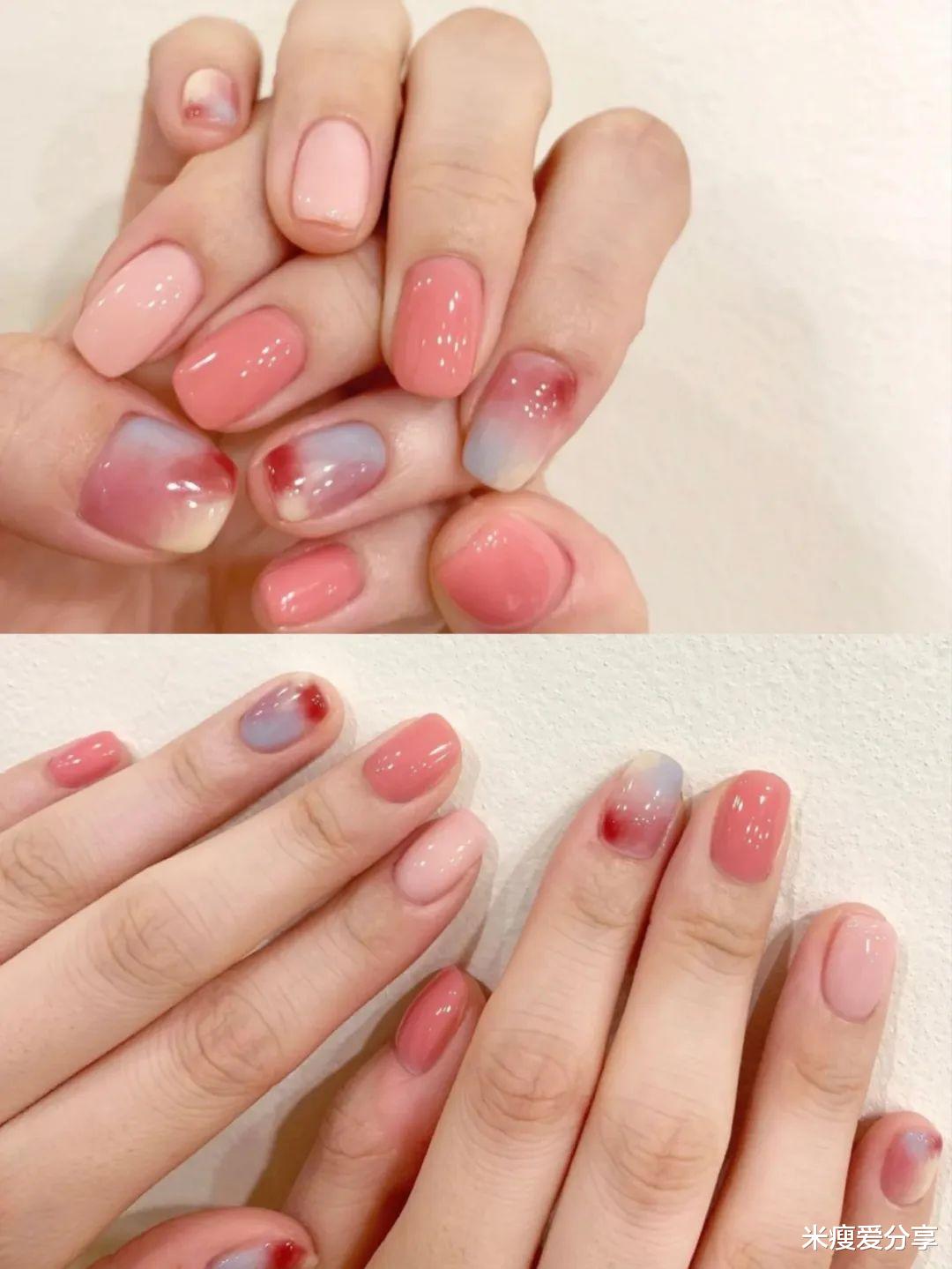 美甲 夏日温柔的几款晕染甲,气质清爽好看翻了!