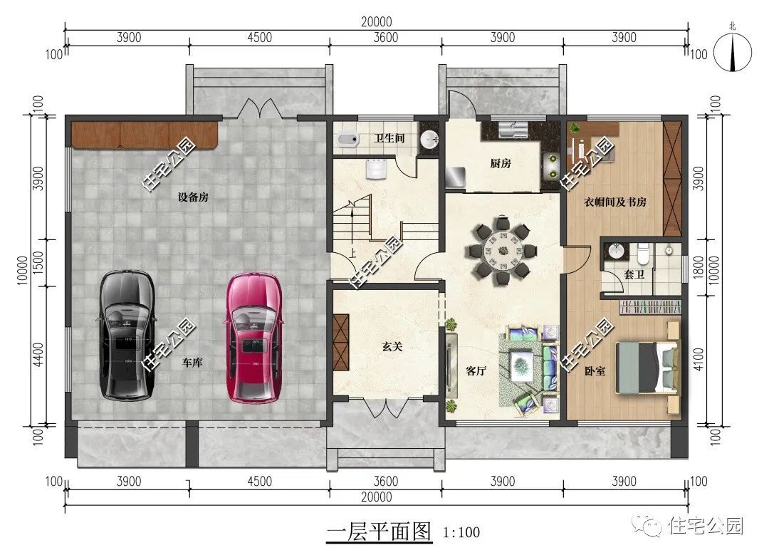 20×10米带双厨房的三层现代别墅,卧室多朝南设计