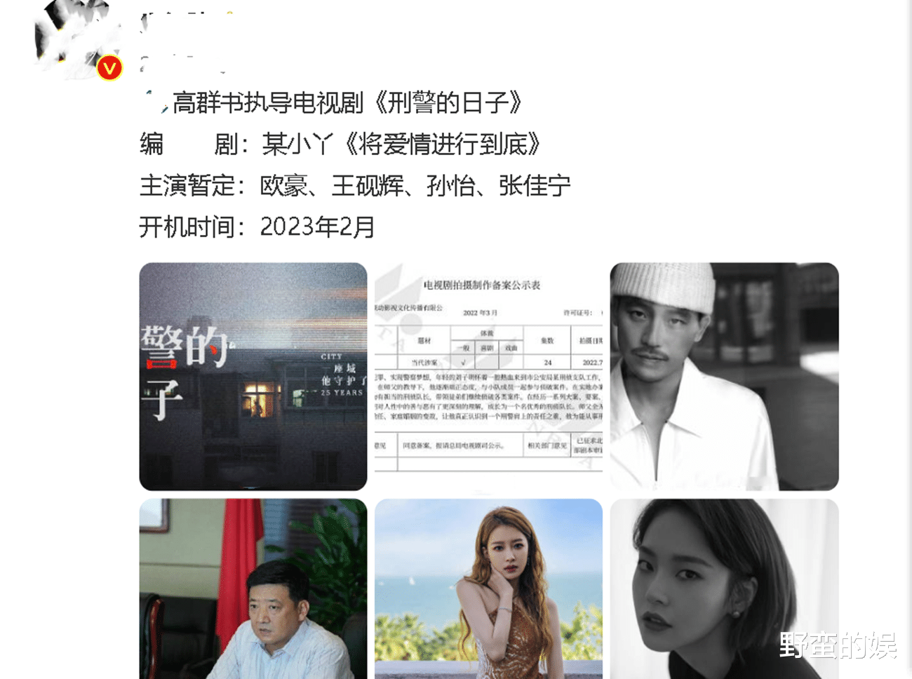 欧豪|欧豪又一刑侦剧来袭，高群书执导，实力派阵容，孙怡、张佳宁助阵