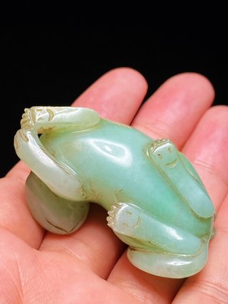 翡翠|清乾隆 老坑飘绿翡翠 耄耋 玉猫 把件 挂件