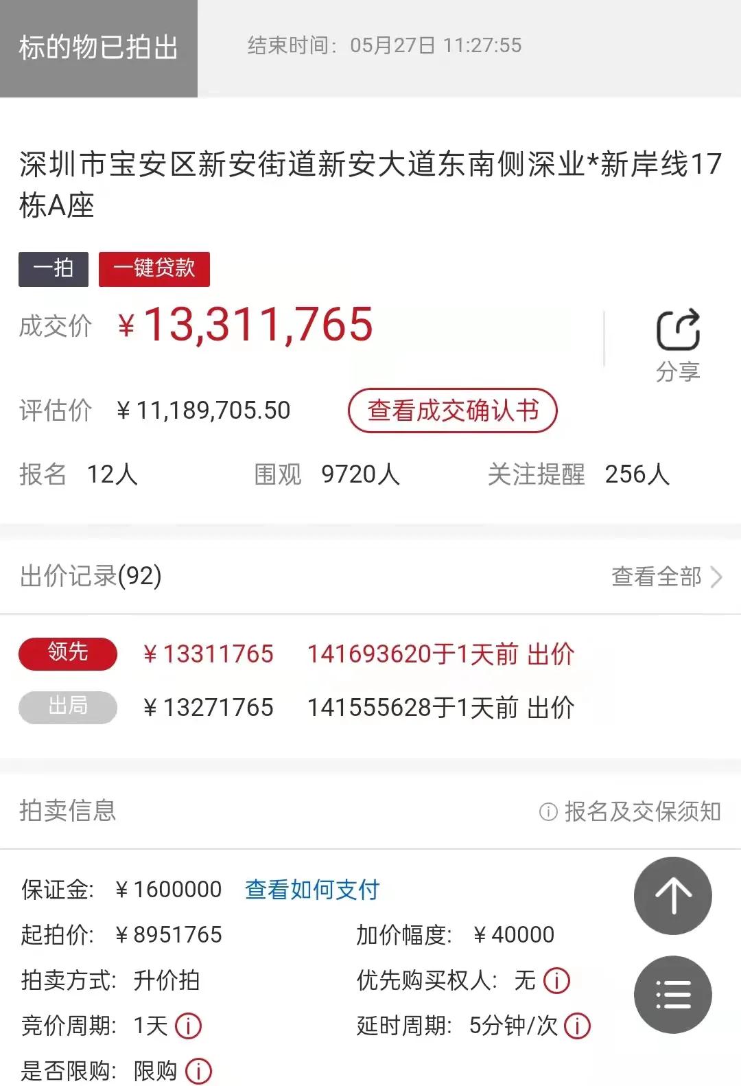 楼市|深圳市值1800万豪宅被895万拍卖,为了房子,老父亲将儿子告上法庭