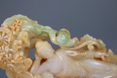 翡翠|晚清 老翡翠卧佛摆件