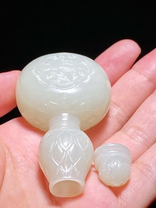 葫芦|辽金 和田玉籽料 白玉 凤鸟纹 葫芦形 玉瓶