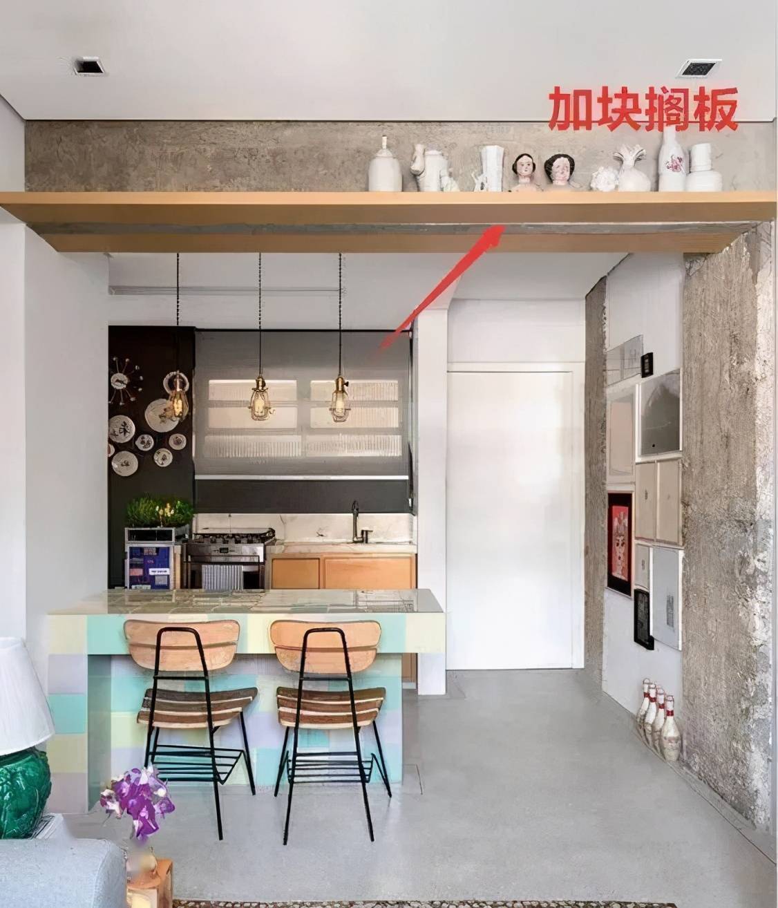 现在的业主越来越机智, 横梁不能拆, 就在下面加块板,实用!