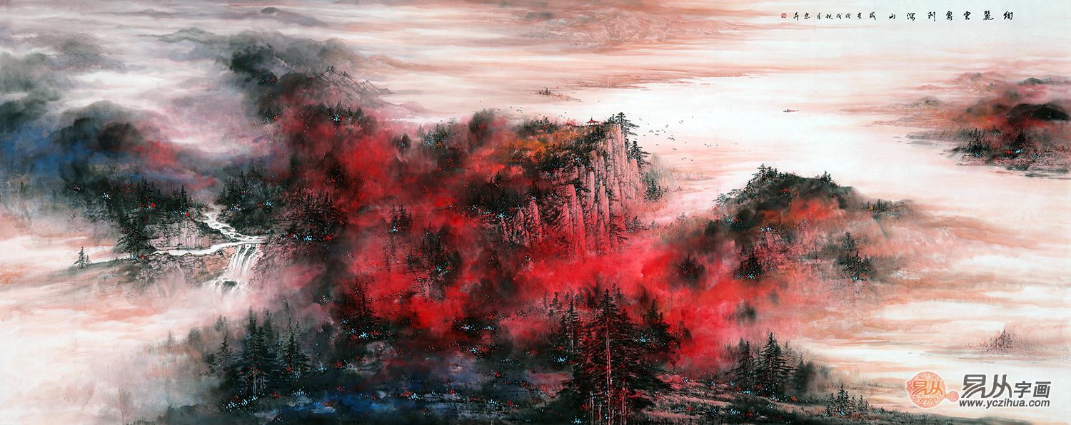 客厅壁画 客厅墙上挂幅山水画 气质非凡艺术魅力十足