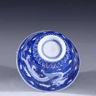 |回流 青花双龙杯一对