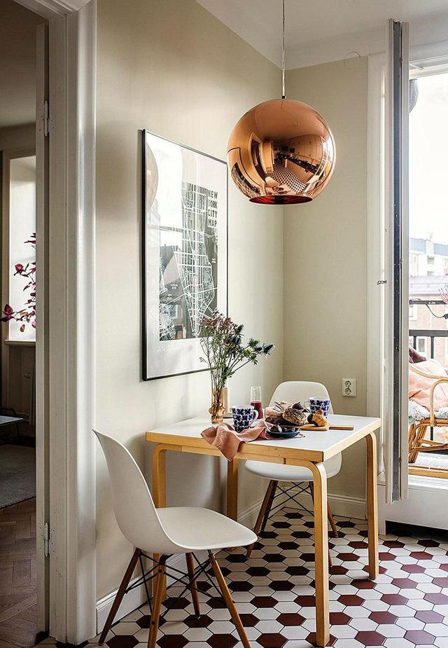 87平怀旧公寓,橄榄绿与赤陶色墙面,复古六角砖,感受慵懒的气息