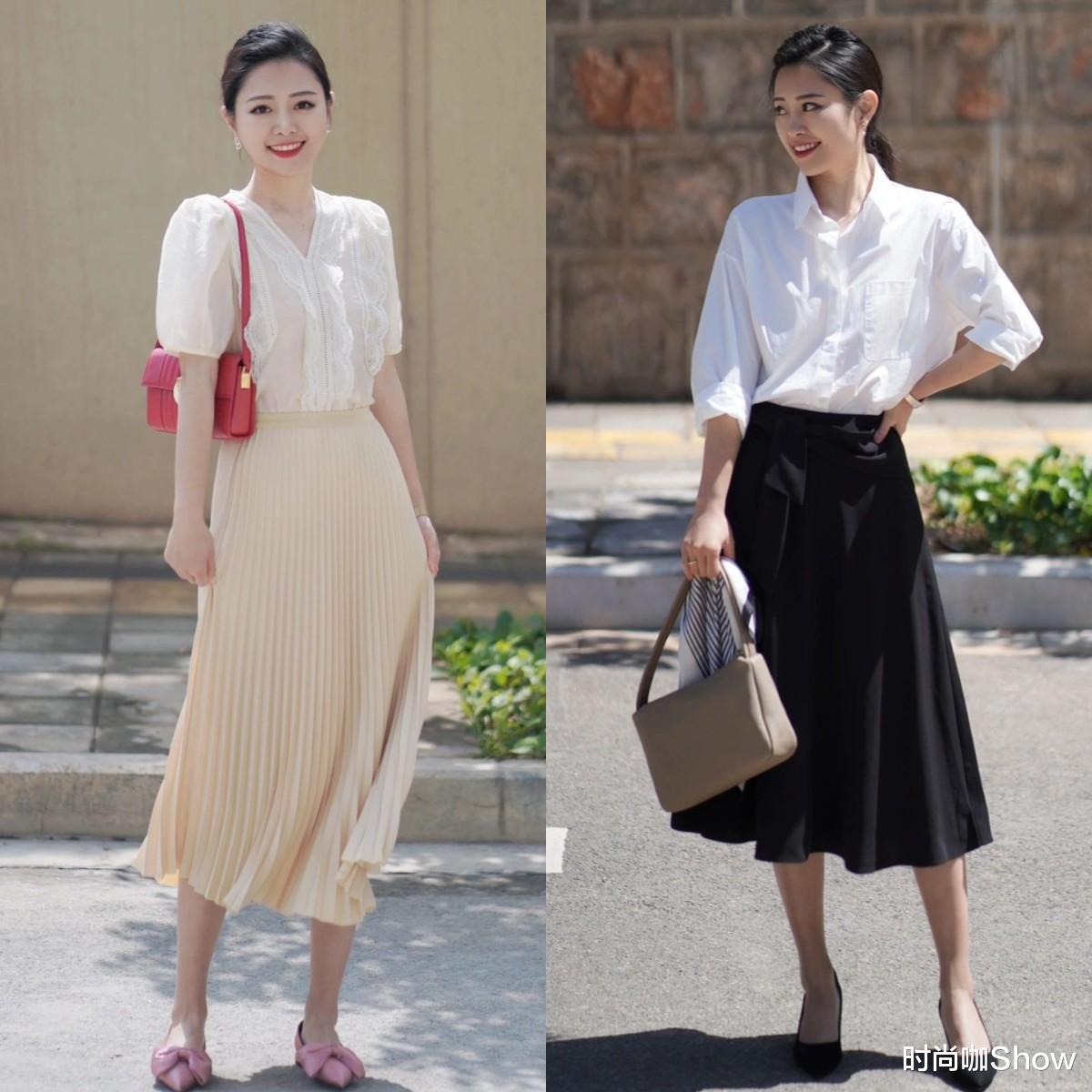 今夏流行穿“上短下长”，小个子、微胖身材均适用，个个都是腿精