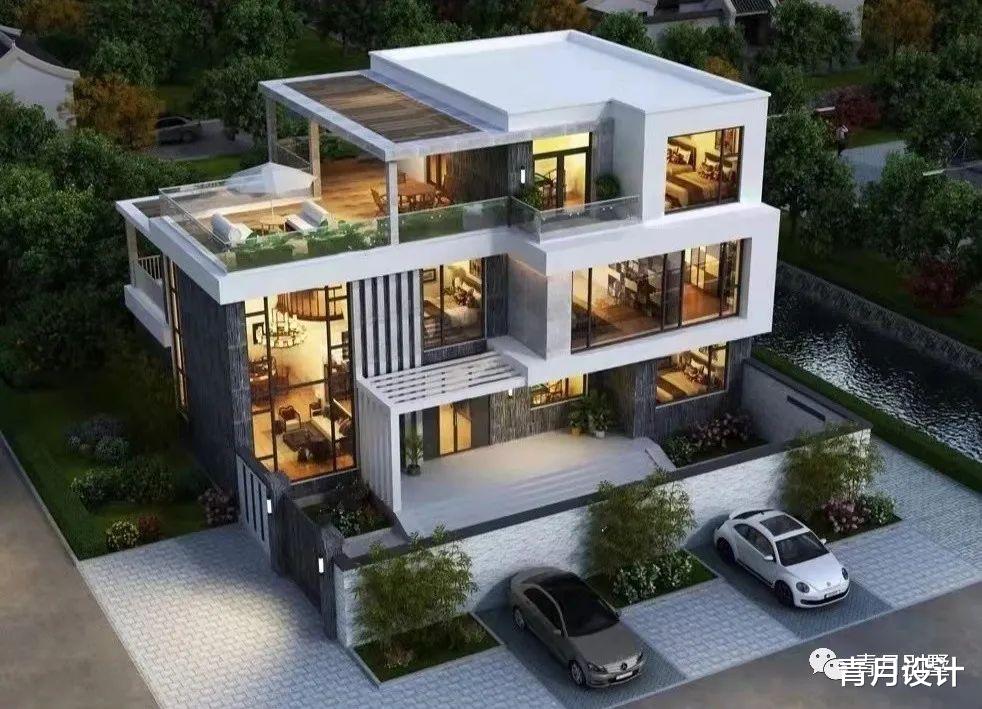 现代小别墅突出的就是一个通透,把采光和视野做到了极致