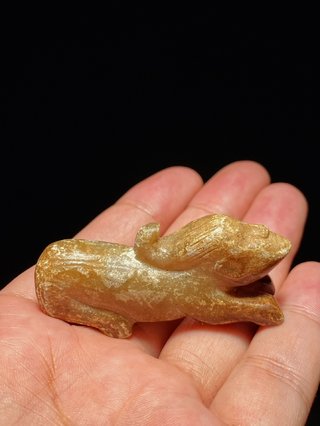 |文化期 玉雕沁色 玉神人 人面兽身 把件摆件挂件