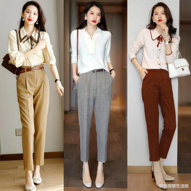 怪不得女人不穿阔腿裤了，今秋流行“秋小衫+裤子”，穿出气质美