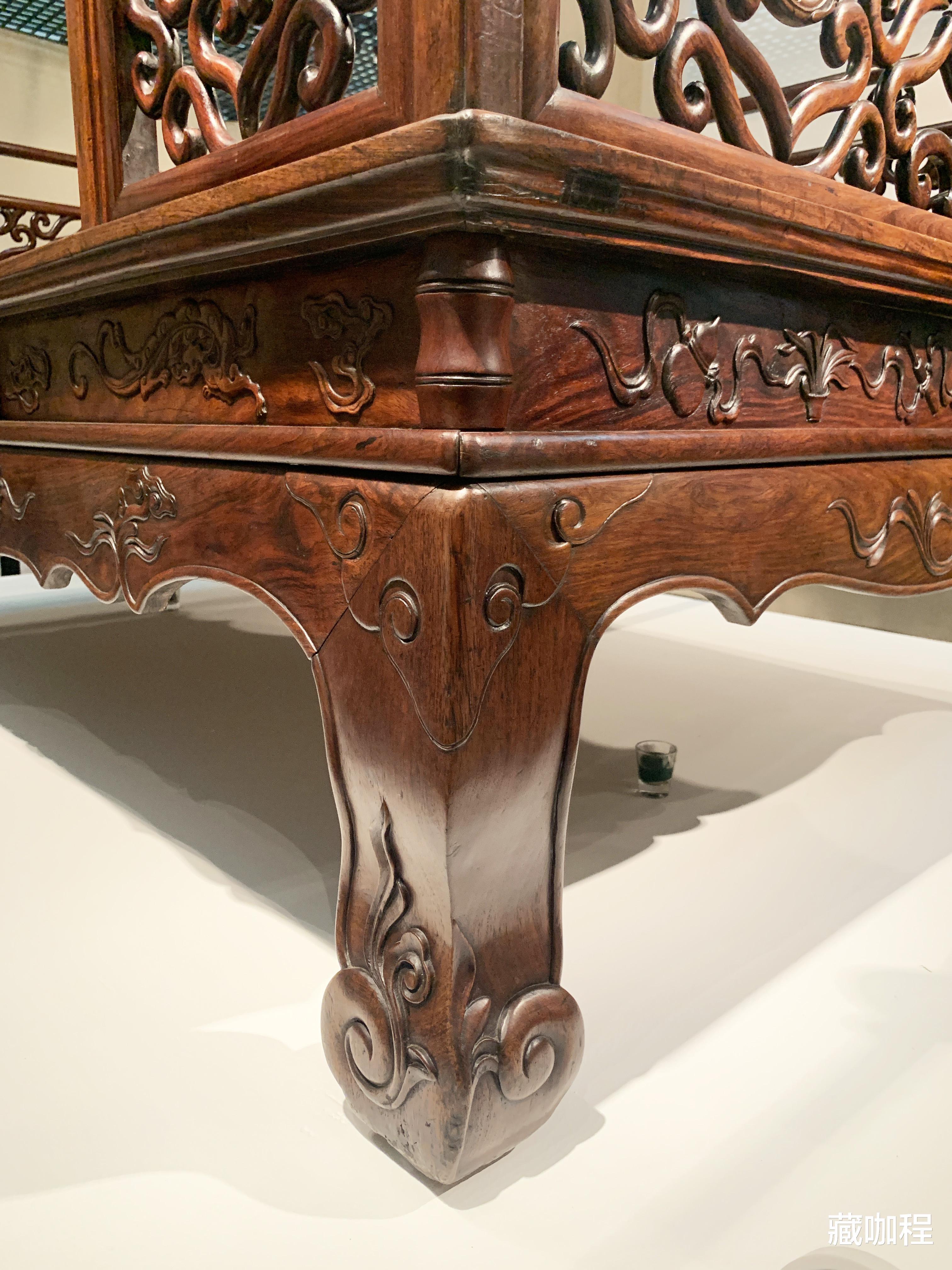 银元|高束腰满工雕刻,黄花梨架子床下盘美不胜收