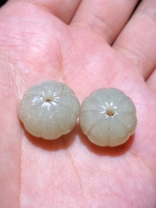 白玉|清中期 和田玉籽料 白玉 瓜形珠 玉珠 配珠