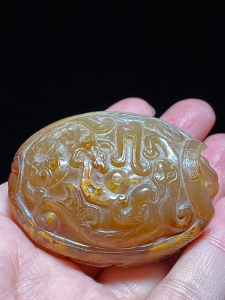 翡翠|清 玛瑙 龙龟 把件 纸镇