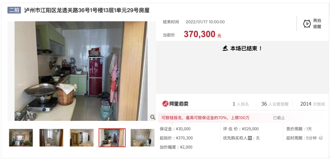 流拍|拍卖失败！四川泸州江阳区一套房屋流拍，37万没人要！