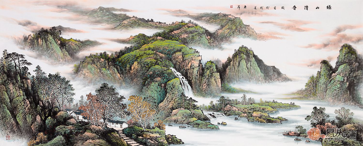 沙发后墙挂什么装饰画 山水画当今众多家庭的选择