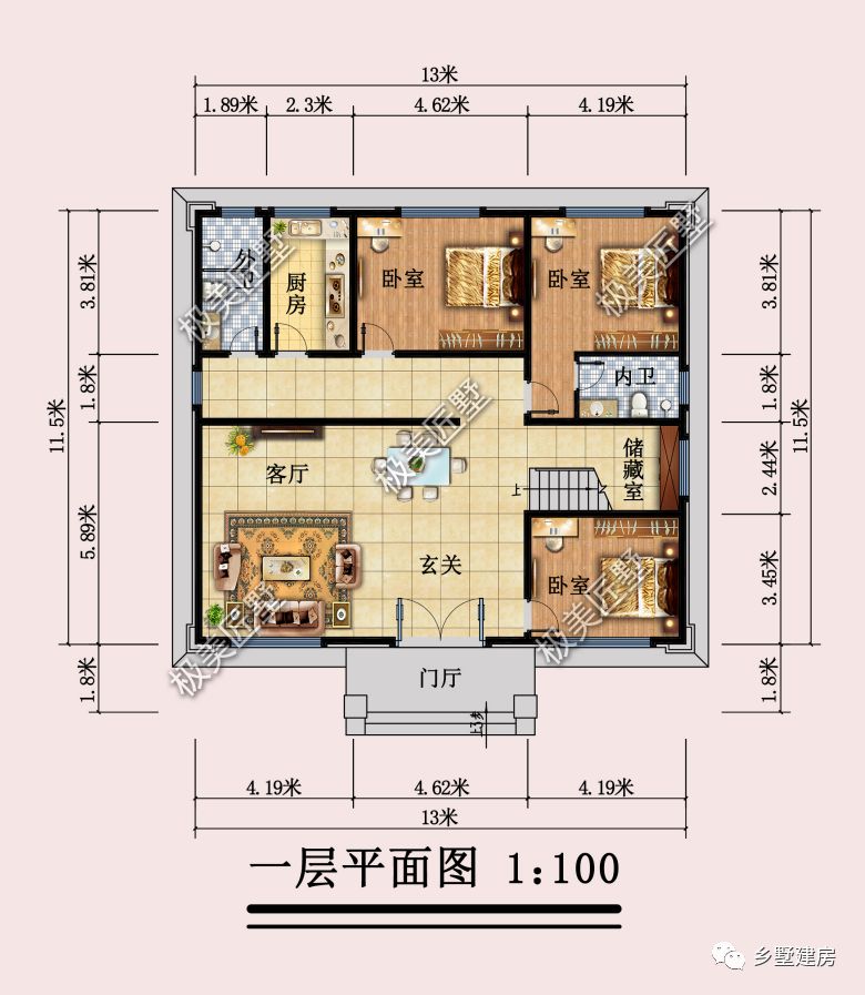 13X11.5米三开间欧式别墅怎么建,看看这款设计,符合你的审美吗